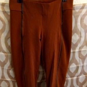 Jeggings byAshley with Leather Strip Down the Center Front NWOT Chocolate Brown